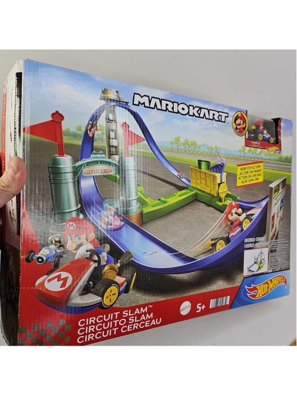 SEALED Mattel HGK59 Hot Wheels Mario Kart Car Racing Circuit Slam Track Box Wear